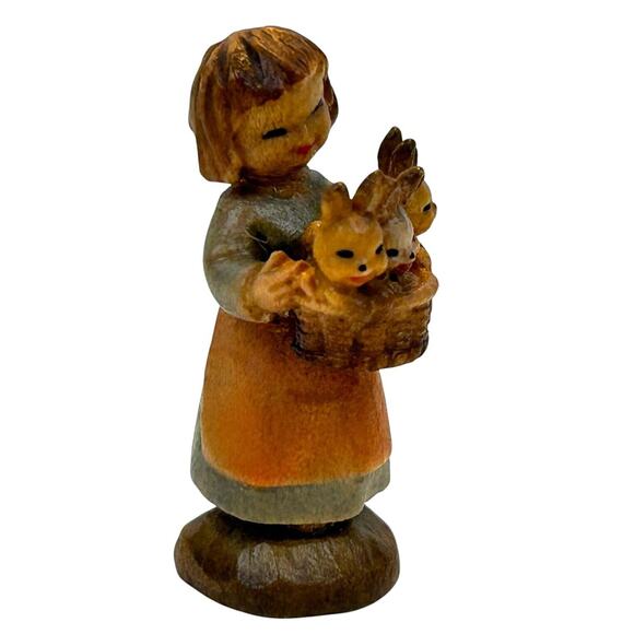 Anri Italy Ferrandiz Basket of Joy 1” With Dome Bunnies Rustic Holiday Gift - Picture 5 of 16